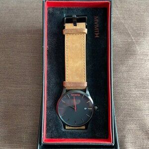 MVMT Black/Tan leather - Needs Battery - Box Has Wear/Damage - See Pics
